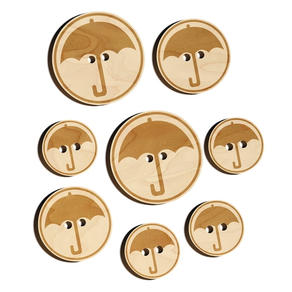 Umbrella Keep Dry Icon Wood Buttons for Crochet Knitting Sewing DIY Craft - 1.00 Inch Medium (7pcs)
