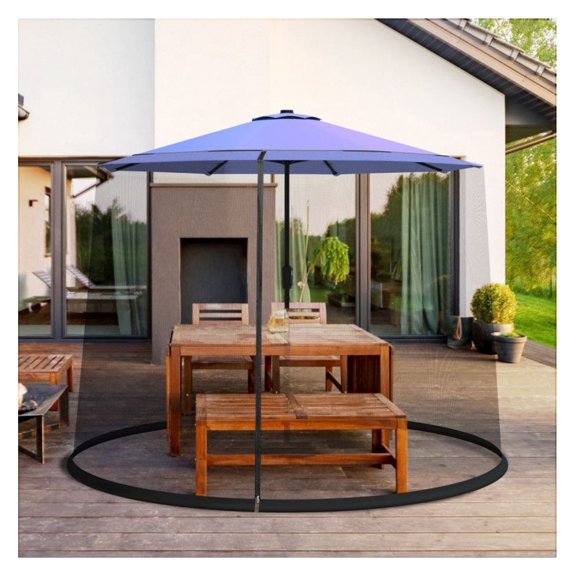 Umbrella Mosquito Net 9-10ft, Outdoor Patio Bug Screen for Table, Waterproof Polyester Mesh Canopy Netting with Zippered Entrance