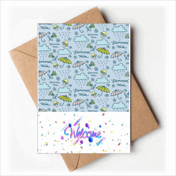 Umbrella Mushroom Cloud Rain Flower Welcome Back Greeting Cards Envelopes Blank