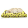 thumbnail image 1 of Umbrella Pet Bed, Print of Colored Rain Accessory Patterns Along Retro Design Seasonal Art, Resistant Pad for Dogs and Cats Cushion with Removable Cover, 24" x 39", Yellow and Violet, by Ambesonne, 1 of 4
