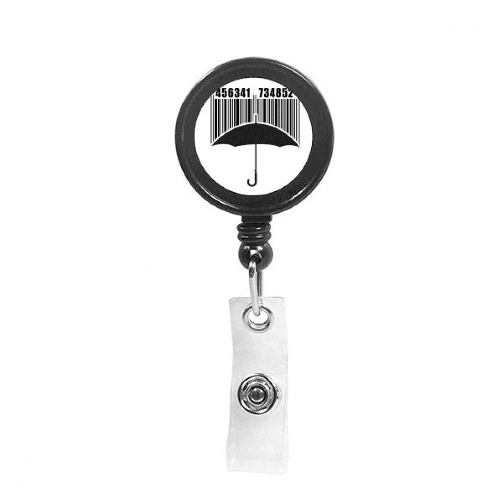 Umbrella Rain Bar Code Art Deco  Fashion Retractable Keychain Badge Holder ID Badge
