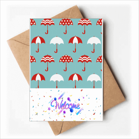 Umbrella Rain Weather Cloud Sun Welcome Back Greeting Cards Envelopes Blank