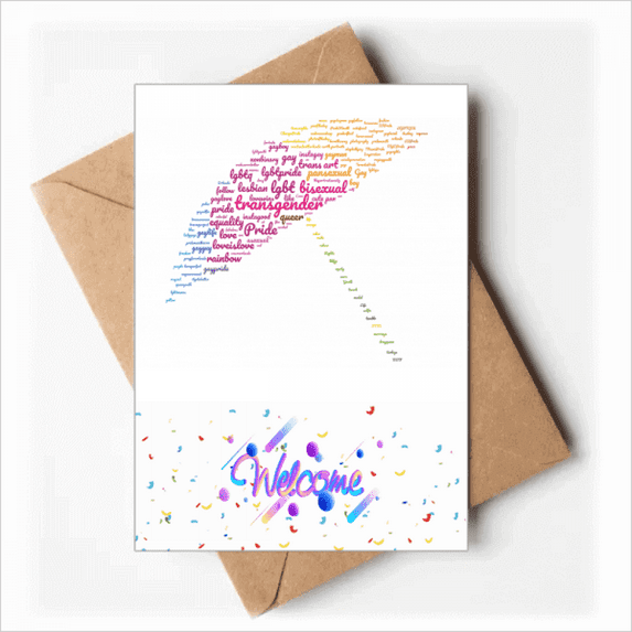 Umbrella Rainbow Lgbt Wordcloud Welcome Back Greeting Cards Envelopes Blank