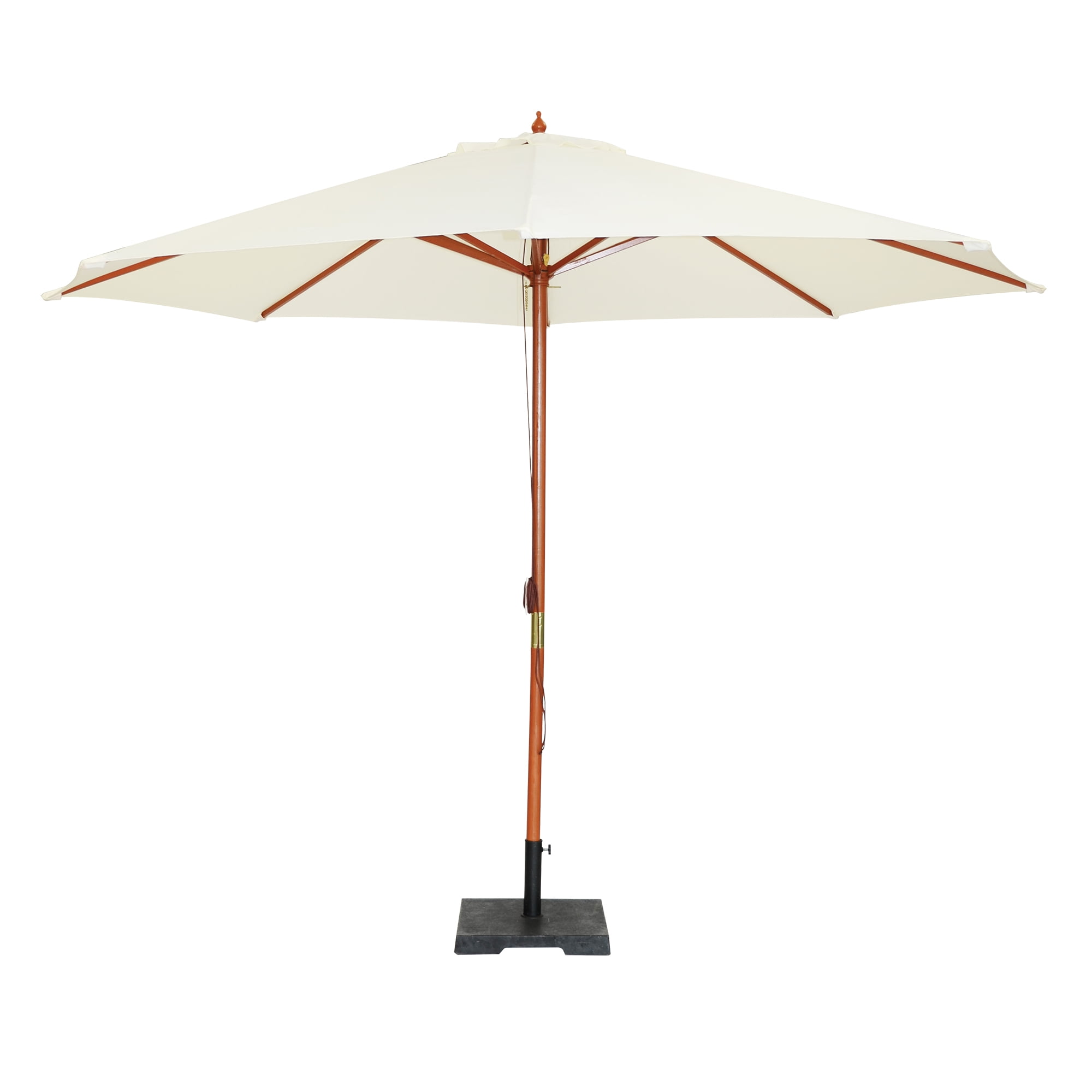 Large White and Natural Wood Market Patio Umbrella