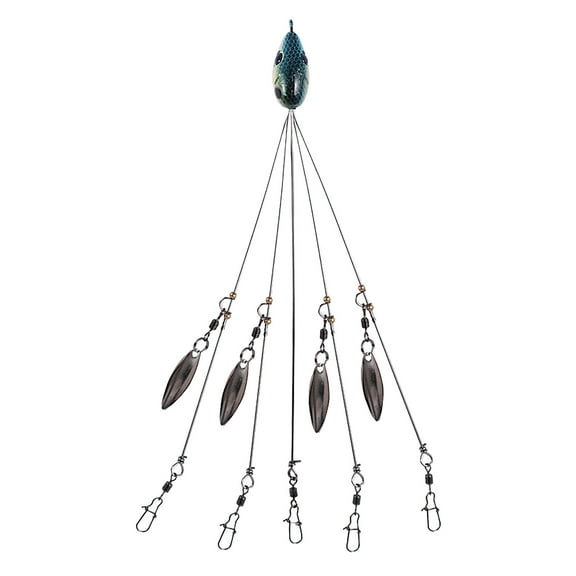 Umbrella Rig Kit for Bass Stripers Fishing with 5 Arms 4 Blade Ultralight Tripod Bass Lures Bait