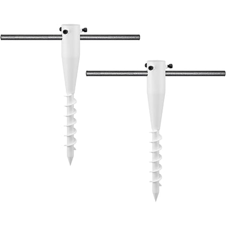 AEASKIEY Beach Umbrella Sand Anchor, Heavy Duty Beach Umbrella Stand, No Dig, Windproof, White, 2pc