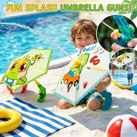 Umbrella Shape Water Gun, Cute Cartoon Pressurized Squirt Gun, Outdoor Summer Water Spray Toy for Kids Pool Beach Backyard Fun( Blue )