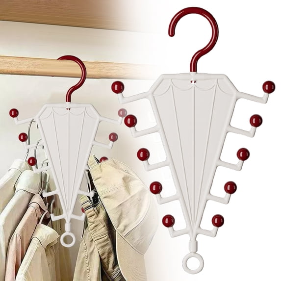 Umbrella Shaped Closet Hanger Organizer, Multi Prong Wardrobe Storage Hanger, V-Type Multi Hook Clothes Rack, Flexible Hanging Sturdy Plastic Hanger, Multifunctional Storage Hanger 1Pcs
