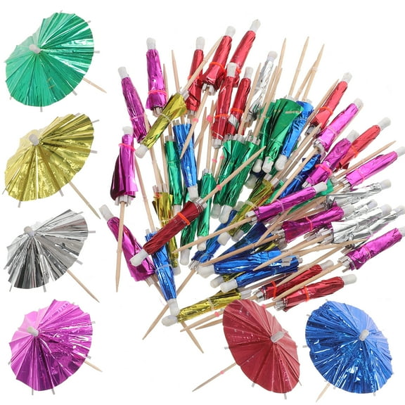 Umbrella Sign Cocktails Umbrellas Decor Mini Tooth Picks Drinks Paper Wood 50 Pcs