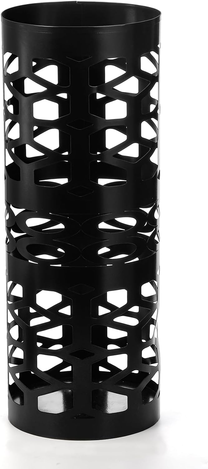 Umbrella Stand, Black Metal Umbrella Holder Freestanding, Cane Walk Stick Holder, Round Umbrella Rack for Entryway, Home, Office, 5.9 x 5.9 x 15.7 Inches