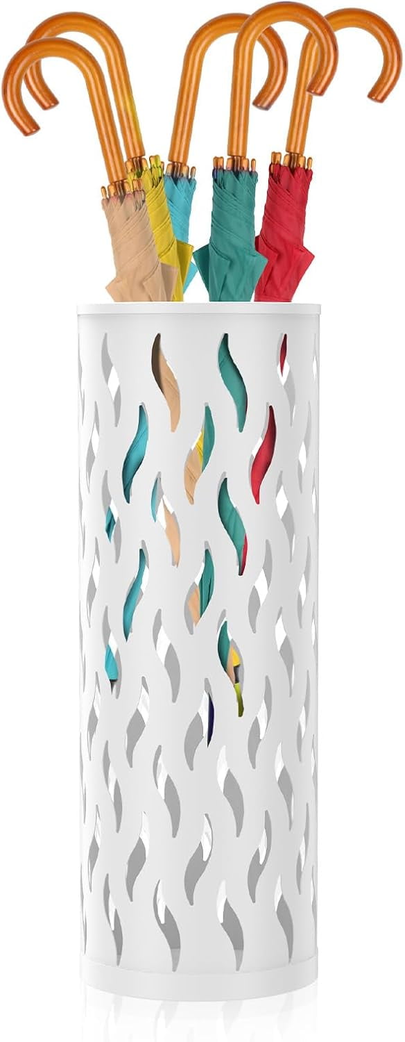 Umbrella Stand Metal Umbrella Holder Hollowed Umbrella Rack Freestanding Umbrella Organizer Indoor Umbrella Storage Rack for Home Entryway (white, circular)