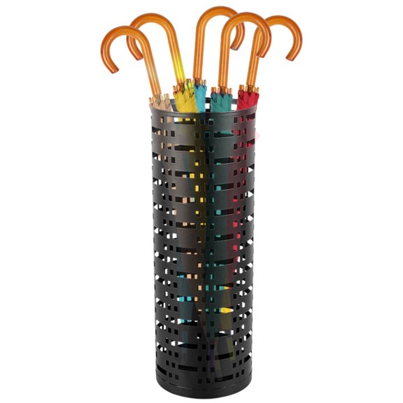 Umbrella Stand Rack Free Standing Round Metal Umbrella Holder Walking Sticks Umbrella Bins Waterproof Umbrella Storage Rack 16.5 x 6 inch Hollow Umbrella Storage Bucket for Indoor Home Office