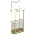 thumbnail image 1 of Metal Umbrella Stand, Umbrella Holder with Drip Tray and Hooks, Gold Walking Stick Stand for Entryway Hallway Hotel Lobby Office, 11.8 x 5.9 x 23.6 Inch, 1 of 7