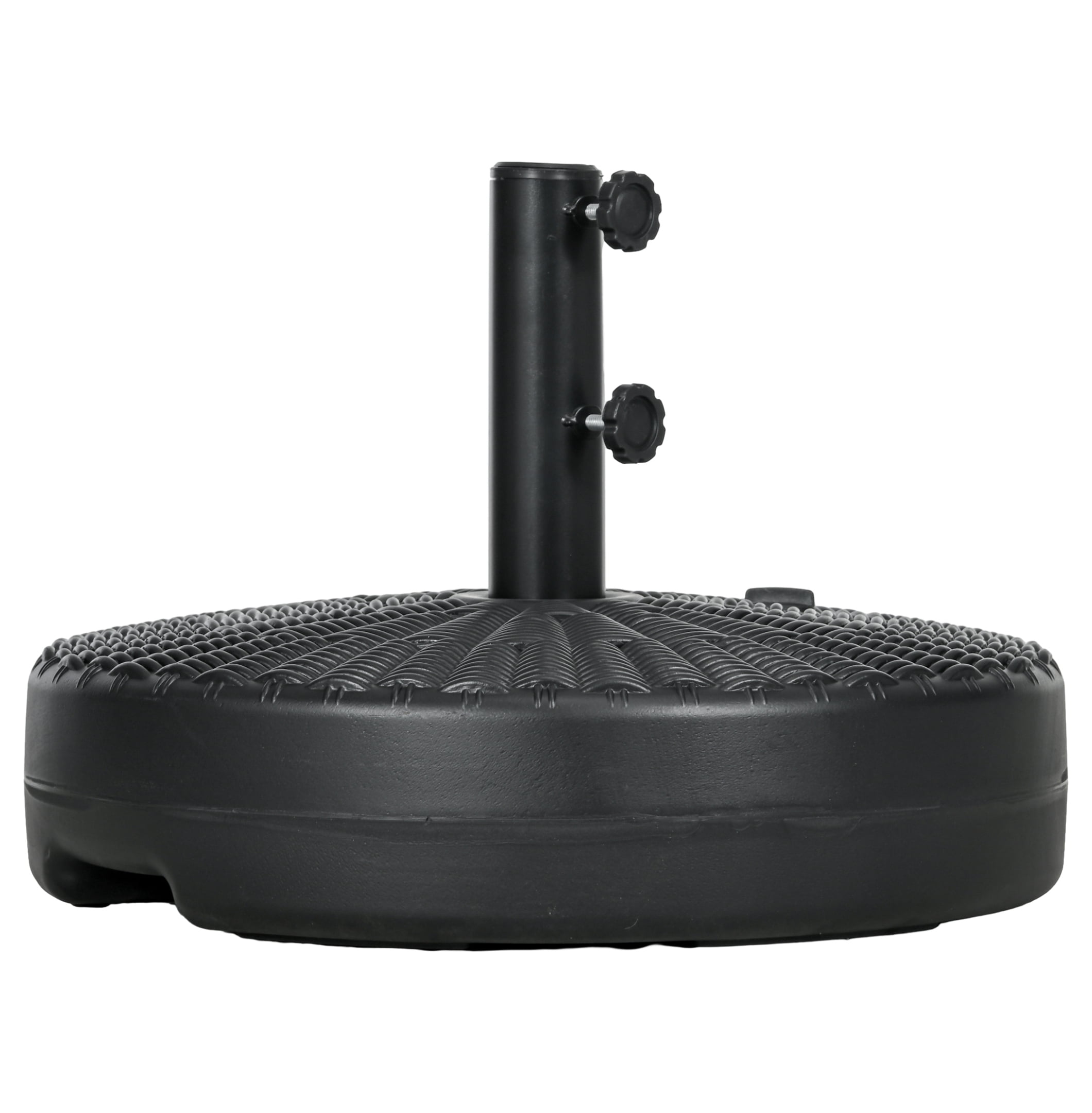 Umbrella Stand for 1.5" or 2" Umbrella Poles, Round Fillable Umbrella Base for Outdoor, Lawn, Deck, Black
