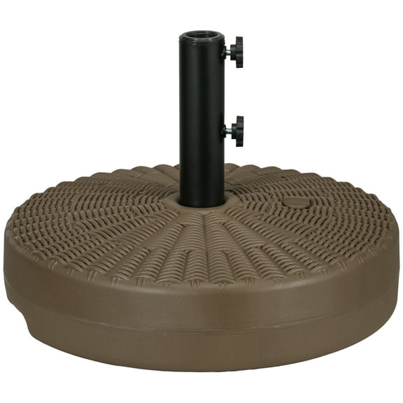 Umbrella Stand for 1.5" or 2" Umbrella Poles, Round Fillable Umbrella Base for Outdoor, Lawn, Deck, Brown