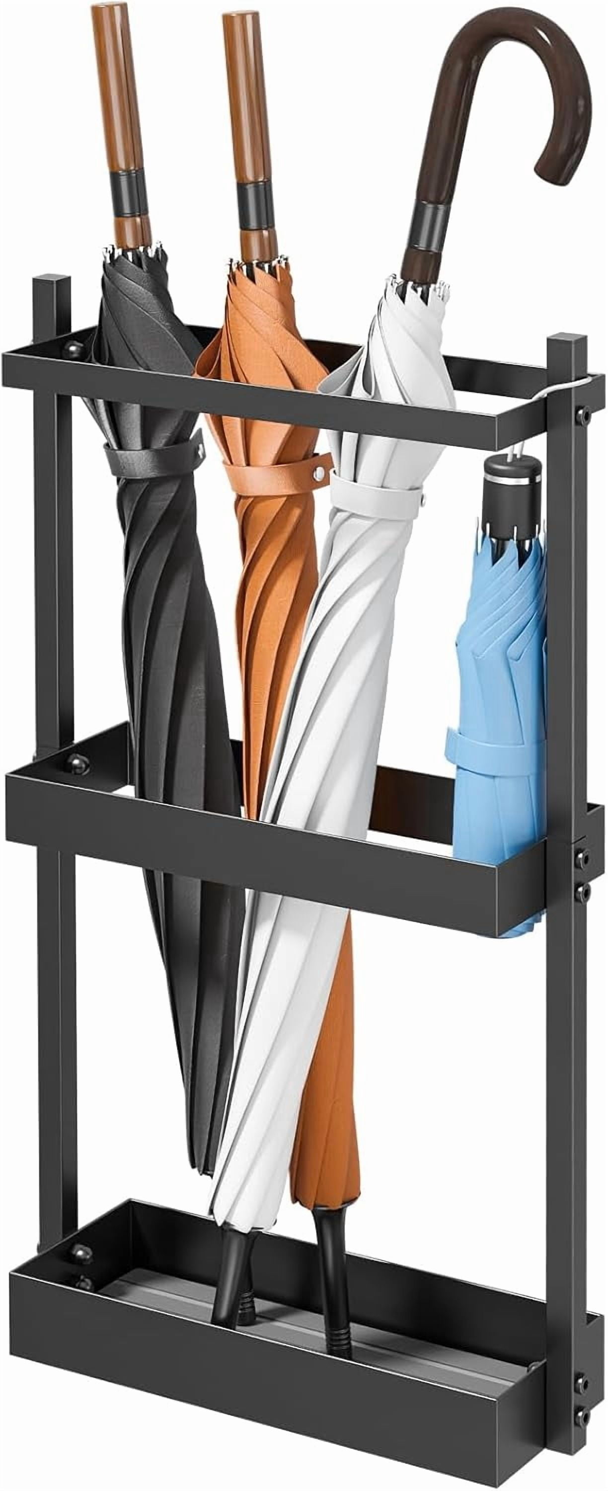 Umbrella Stand with Drying Stone, Steel Holder Rack, Organizer for Entryway, Mudrooms, Office, Black