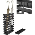 thumbnail image 1 of Umbrella Stands for Entryway Large Metal Umbrella Holder 3.94 x 11.81 x 16.93 Inches with Removable Water Tray and Hooks Decor Freestanding Rectangular Hollow Rack for Home Office (Black), 1 of 12