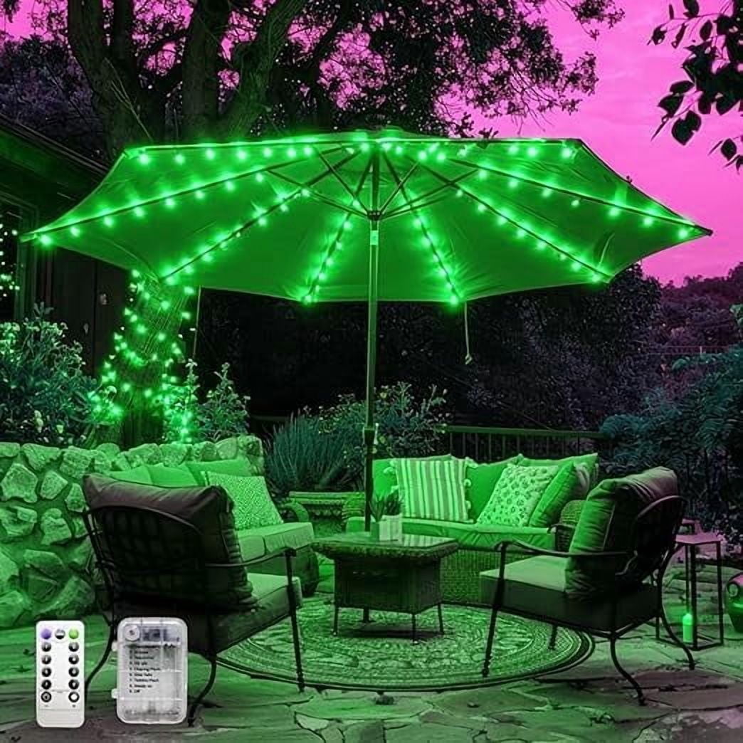 battery patio umbrella string lights Lights, 104 Bright LEDs 12 Modes USB Operated Cordless Umbrella Light, Remote Control Waterproof Outdoor Pole for Patio Umbrellas Camping Tents Warm White Overall Length Patio Umbrella LED Light
