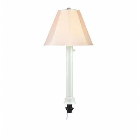 Umbrella Table Lamp 20771 with 2 in. white tube body and antique beige linen Sunbrella shade fabric