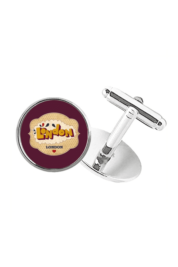 Umbrella UK London Stamp British Round Button Cuff Clip Stud Cufflinks