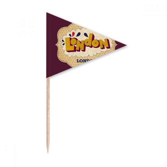 Umbrella UK London Stamp British Toothpick Triangle Cupcake Toppers Flag