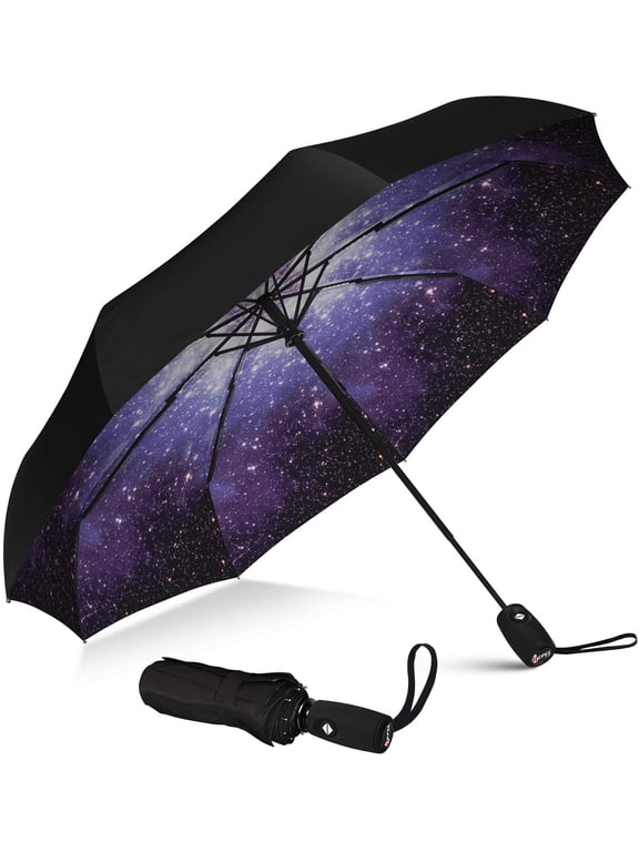 Umbrella Windproof Travel Umbrella - Compact, Light, Automatic, Strong and Portable - Wind Resistant, Small Folding Backpack Umbrella for Rain - Men and Women