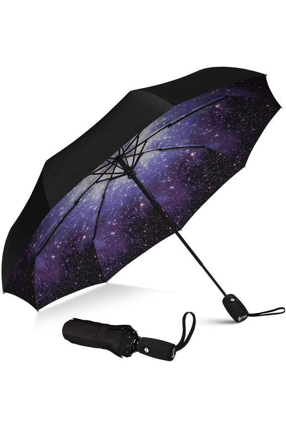 Umbrella Windproof Travel Umbrella - Compact, Light, Automatic, Strong and Portable - Wind Resistant, Small Folding Backpack Umbrella for Rain - Men and Women