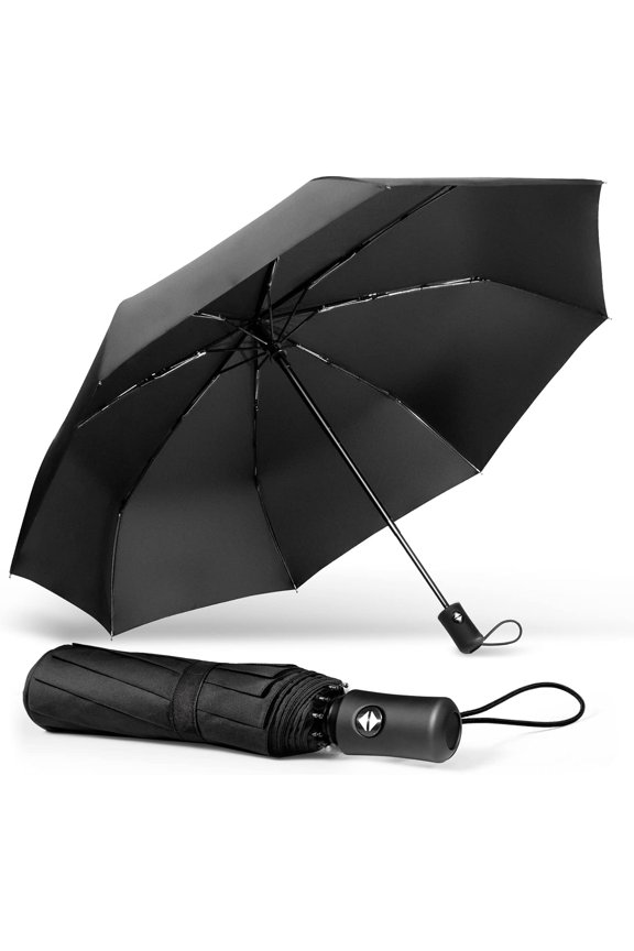 Umbrella, classic, windproof, automatic, foldable, compact, with one button, automatic opening and closing, black