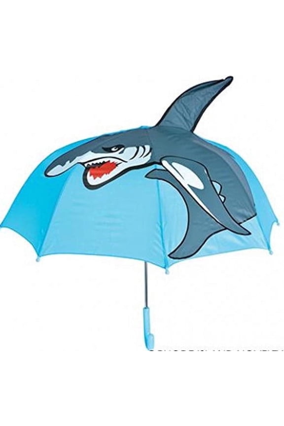Kids Shark Umbrella, Blue Plastic Rain Umbrella for Children, 1 Count