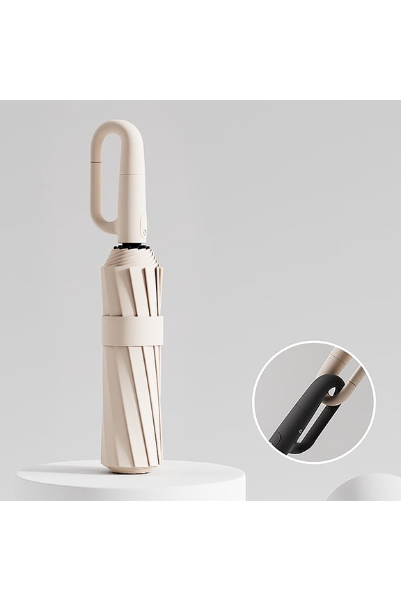 Umbrella for Rain and Sun Reflective Strip Ring Buckle Auto Open Close Windproof Portable Folding Umbrella with Reversible Design for Travel