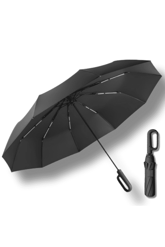 55 Inch Compact Extra Large Automatic Trifold Golf Travel UV Protection, Black