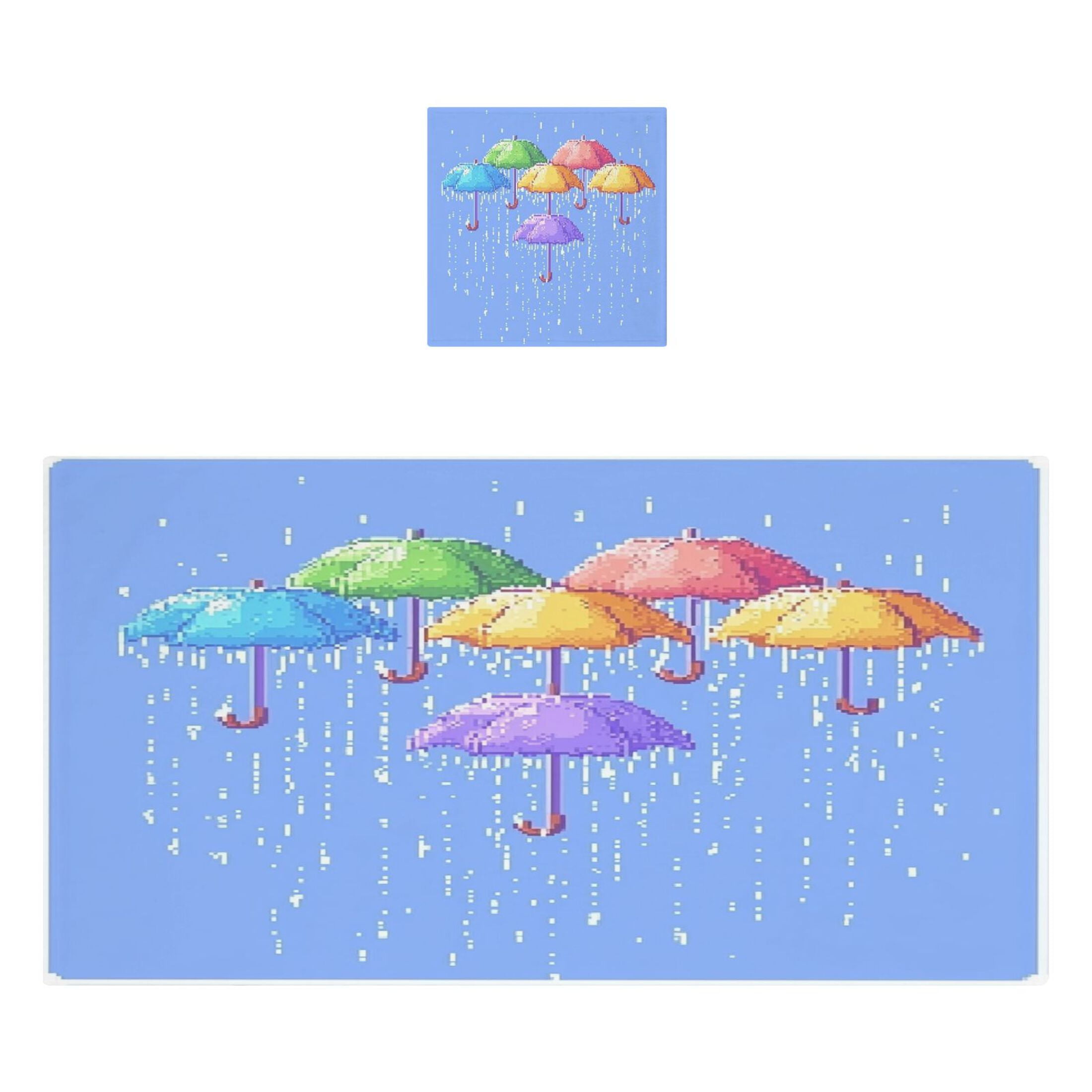 Umbrellas 2 Piece Cotton Bath and Face Towel Set Soft and Absorbent, for Beach Pool Bathroom