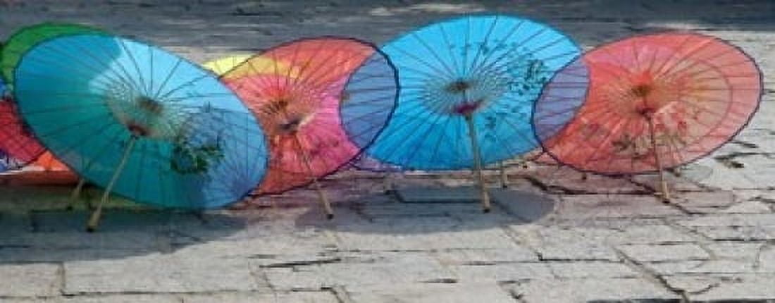 Umbrellas For Sale on the Streets Shandong Province Jinan China Canvas Art - Bruce Behnke DanitaDelimont (22 x 9)