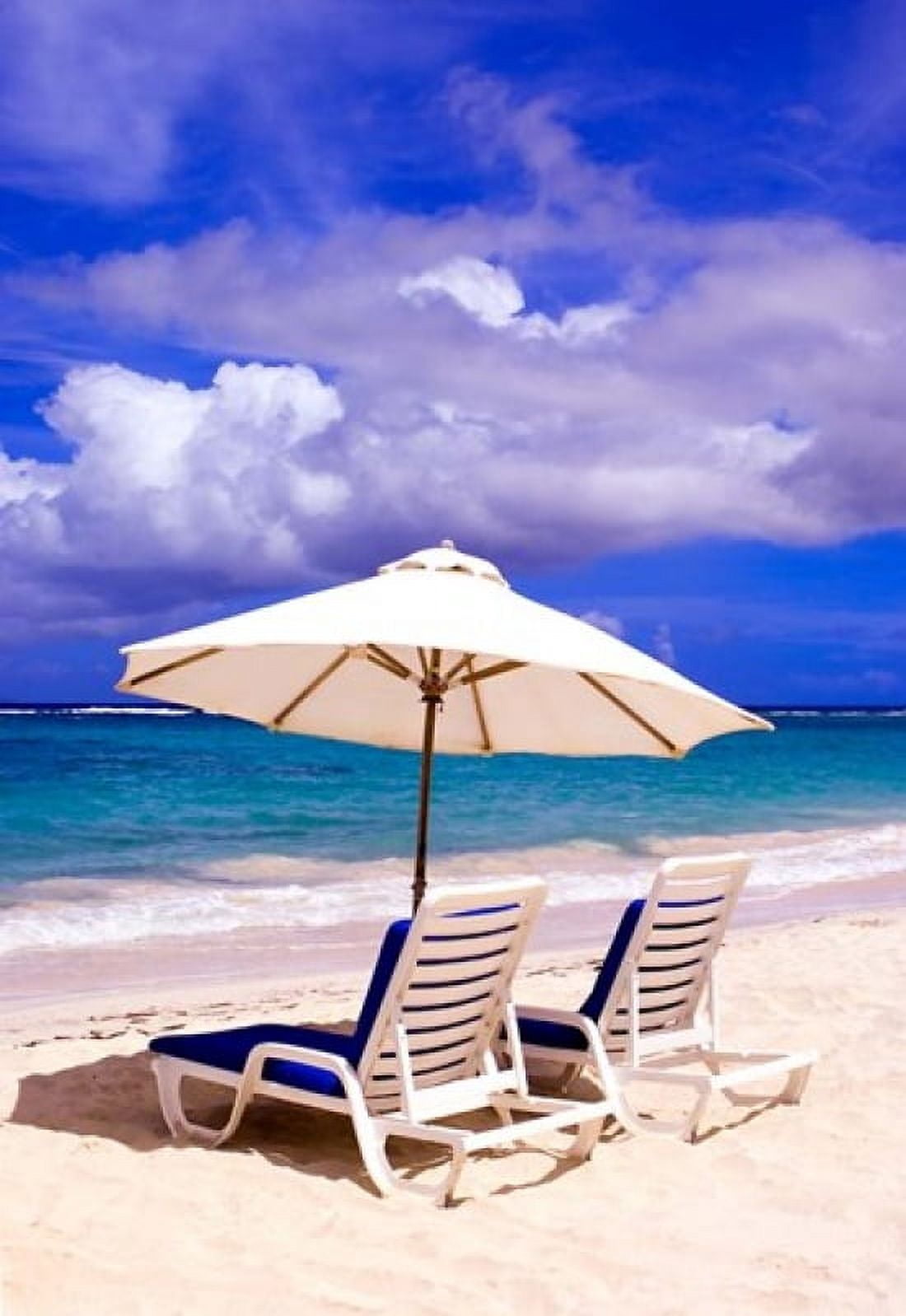 Umbrellas On Dawn Beach St Maarten Caribbean Canvas Art - Michael DeFreitas DanitaDelimont (18 x 26)
