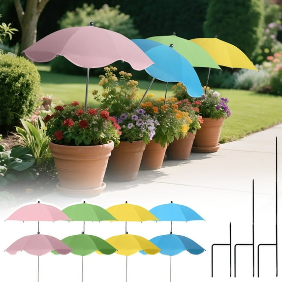 Umbrellas for Outdoor Plants, Garden Outdoor Patio Umbrella Shade for Potted and Garden Beds, Sun Shade for with Adjustable Angle, (Pink) Lace Style B