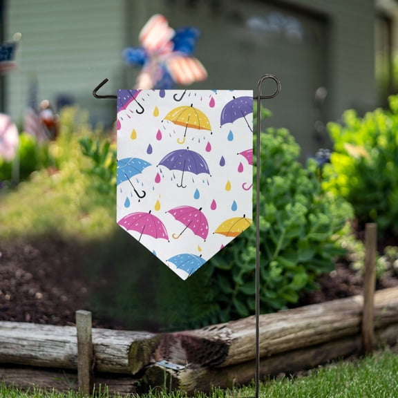Umbrellas Raindrop Garden Flag 18" x 12.5" Double Sided Yard Lawn Outdoor Decor Small Yard Flags