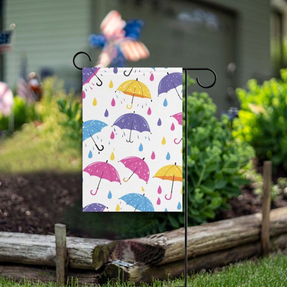 Umbrellas Raindrop Garden Flag Double Sided Outdoor Banners for Courtyard Outdoor Lawn Farmhouse Holiday Decorations