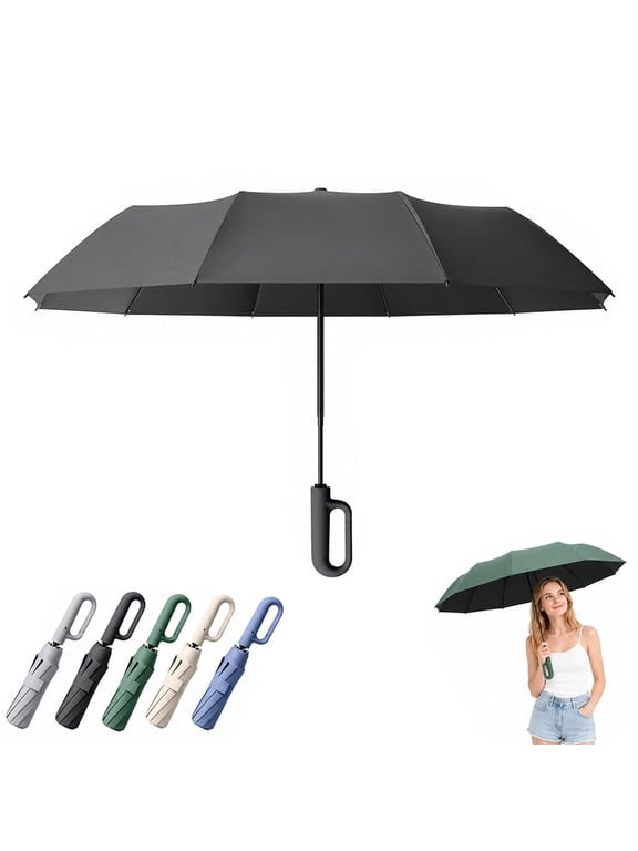 Umbremo Umbrella, Automatic Folding Umbrella with Ring Buckle Handle, Reinforced Wind-Resistant Frame, Compact Travel Umbrella for Rain and Sun, Commuting, Walking and Outdoor Trips