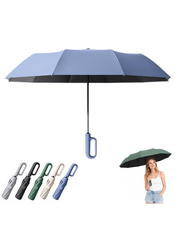 Umbremo Umbrella, Automatic Folding Umbrella with Ring Buckle Handle, Reinforced Wind-Resistant Frame, Compact Travel Umbrella for Rain and Sun, Commuting, Walking and Outdoor Trips