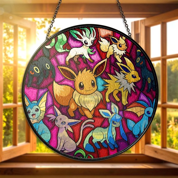 Umbreon Espeon Vaporeon Suncatcher Eevee Evolutions Stained Glass Suncatcher All Eeveelutions Hanging Umbreon Espeon Vaporeon Decor Gifts