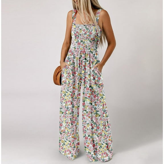 Umbreon Hot Pink Jumpsuits for Women Casual Loose Overalls Sleeve Less Printed Wide Leg Long Pant Rompers Beach Vacation Clothes for Women With Pockets