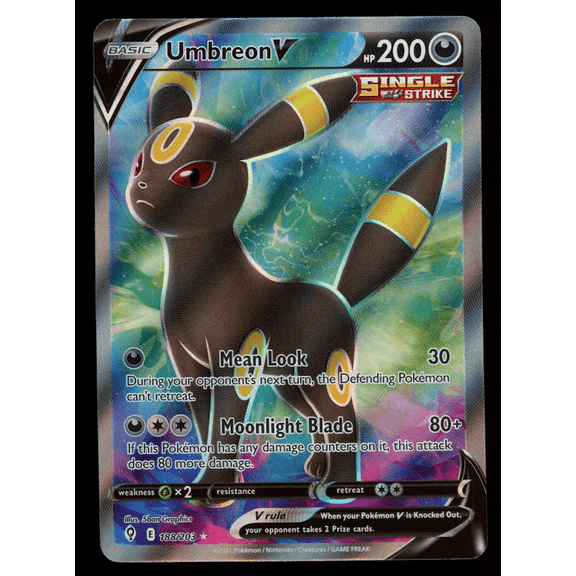 Umbreon V 2021 Pokmon Evolving Skies Holo Ultra Rare FA #188/203