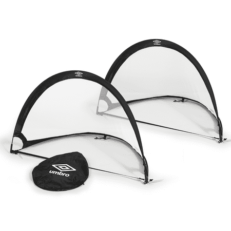 Umbro 3' x 2' Pop-up Soccer Goal Net Set - Portable 2 Goal Set with Carry Bag