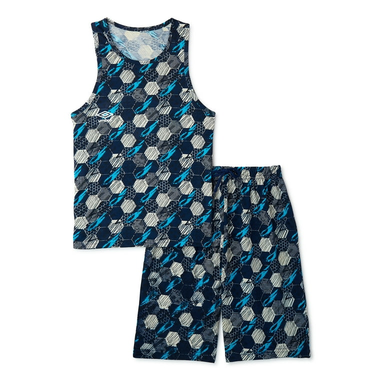 Umbro Boys Geometric Print Tank Top and Shorts Pajama Sleep Set 2 Piece Sizes 4 14
