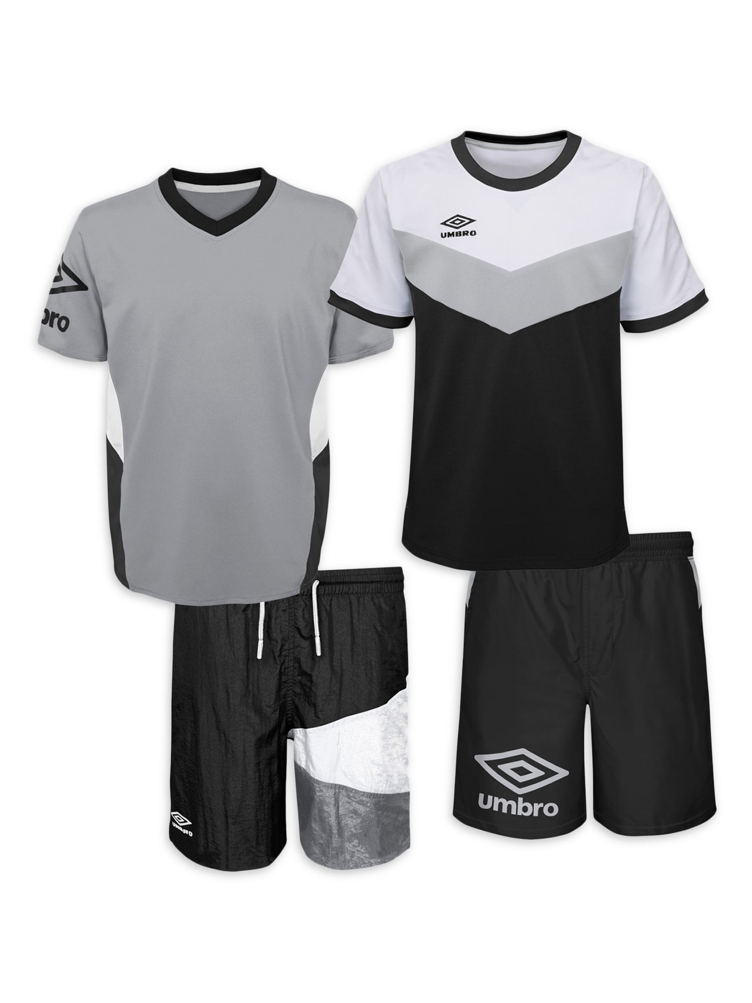 Umbro Boys Retro Diamond Soccer Jerseys and Shorts 4-Piece Outfit Set, Sizes 4-18 - image 1 of 9