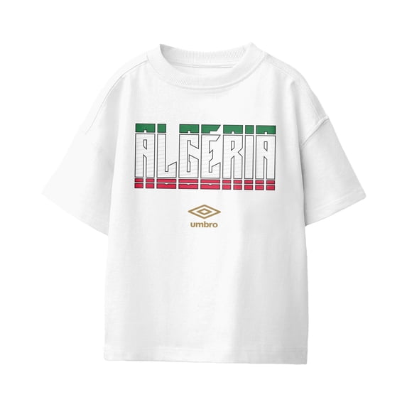 Umbro Kids Algeria Stacked Soccer T Shirt (White, XS-XL)