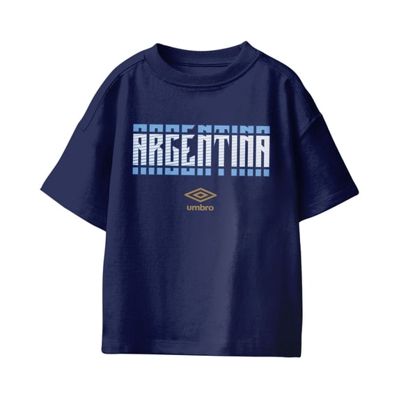 Umbro Kids Argentina Stacked Soccer T Shirt (Navy, XS-XL)