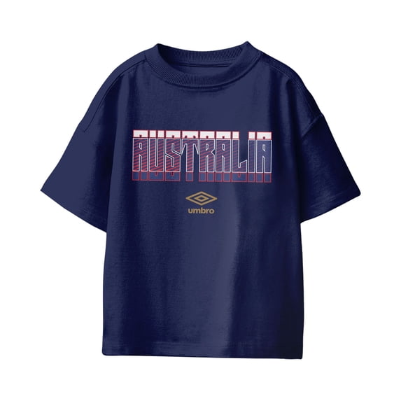 Umbro Kids Australia Stacked Soccer T Shirt (Navy, XS-XL)