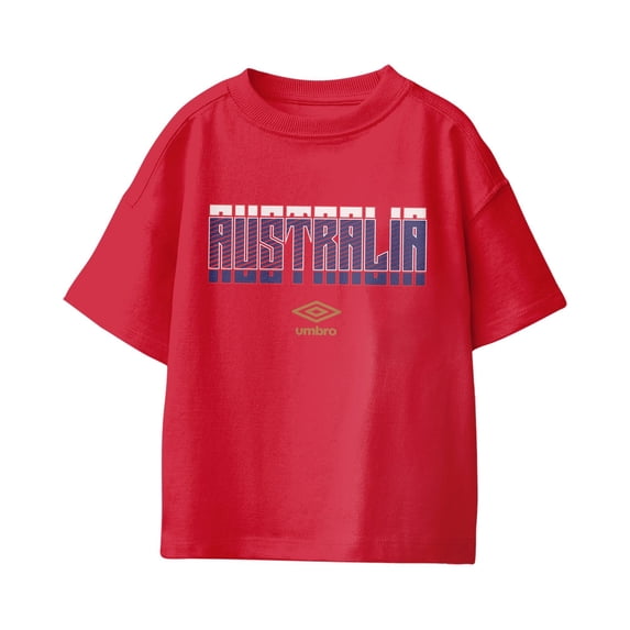 Umbro Kids Australia Stacked Soccer T Shirt (Red, XS-XL)