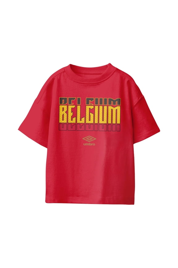 Kids Belgium Stacked Soccer T Shirt (Red, XS-XL)
